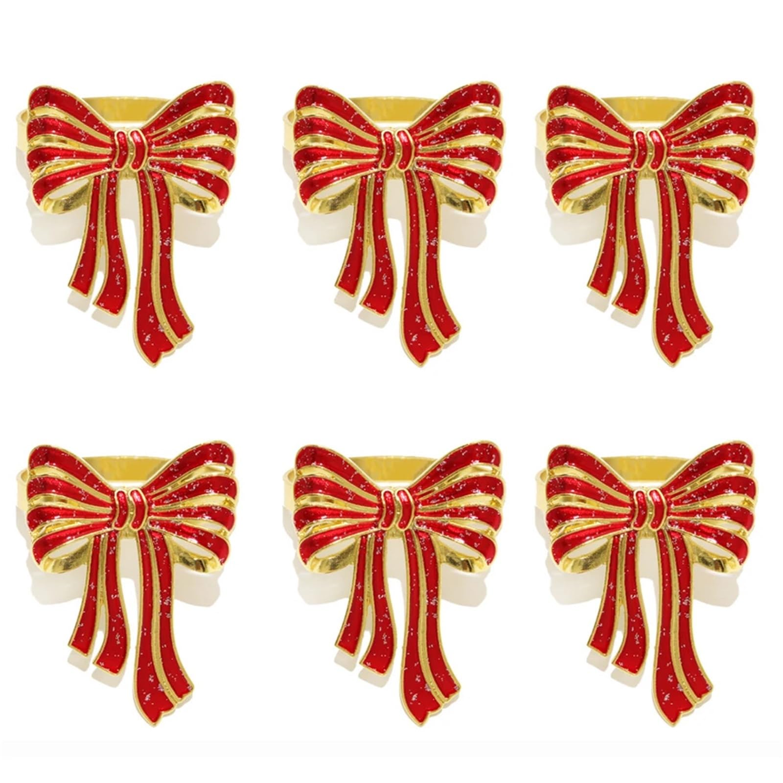 Usohjz Red 6Pcs Christmas Bow Napkin Rings
