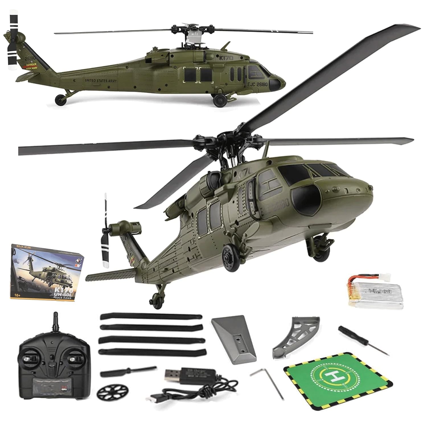 Amazon.com: ROUASD WL K170 UH-60L RC Helicopters for Adults, for