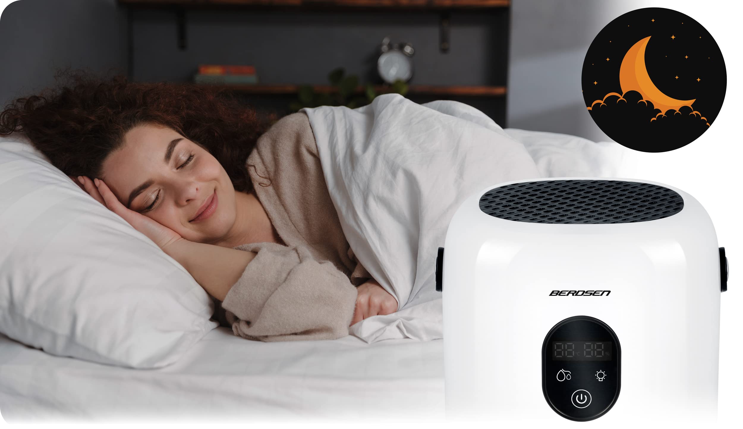 Osuszacz powietrza pochłaniacz wilgoci Berdsen BR-10B 1000 ml 22,5 W biały światla LED