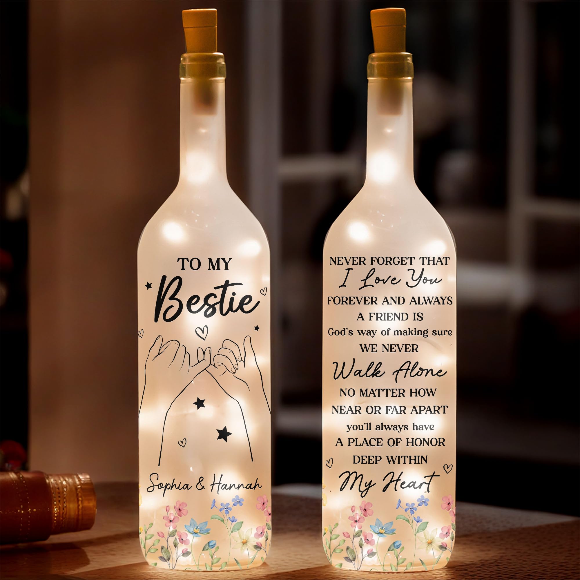Joy Crafters You'll Always Have A Place of Honor Deep Within My Heart, Personalized Best Friend Bottle Lamp, Friendship Gifts for Women, Besties, BFF,
