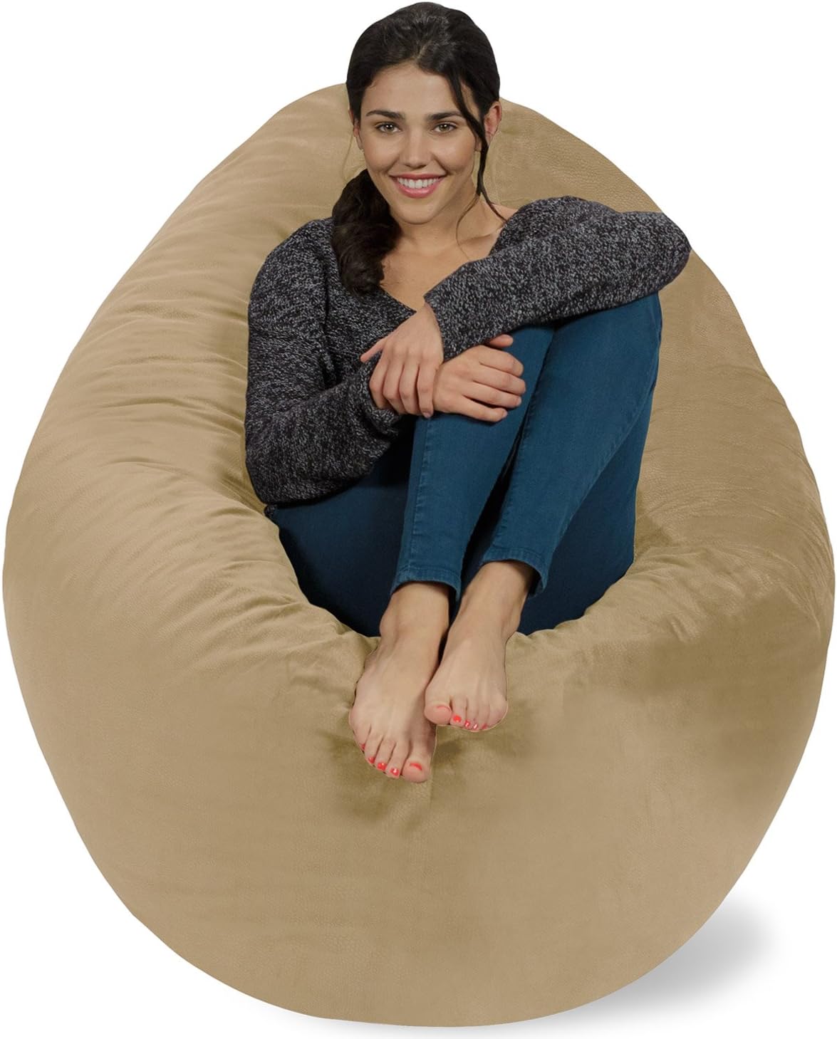 Chill SackHuge Memory Foam Bean Bag Pillow, Tan Pebble