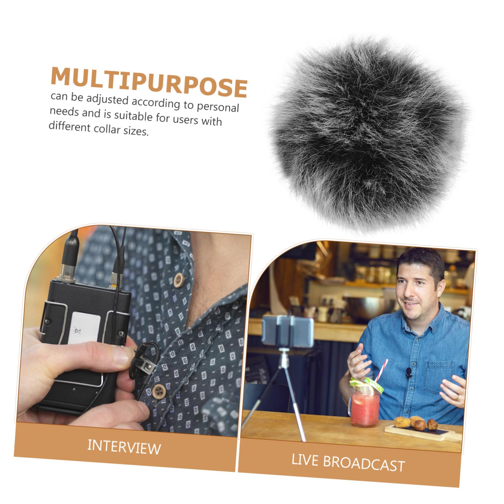 Mikikit Bonnette Facile à Démonter Anti-vent en Fourrure Artificielle pour Microphone Protection le Vent pour Scènes et Usage Domestique