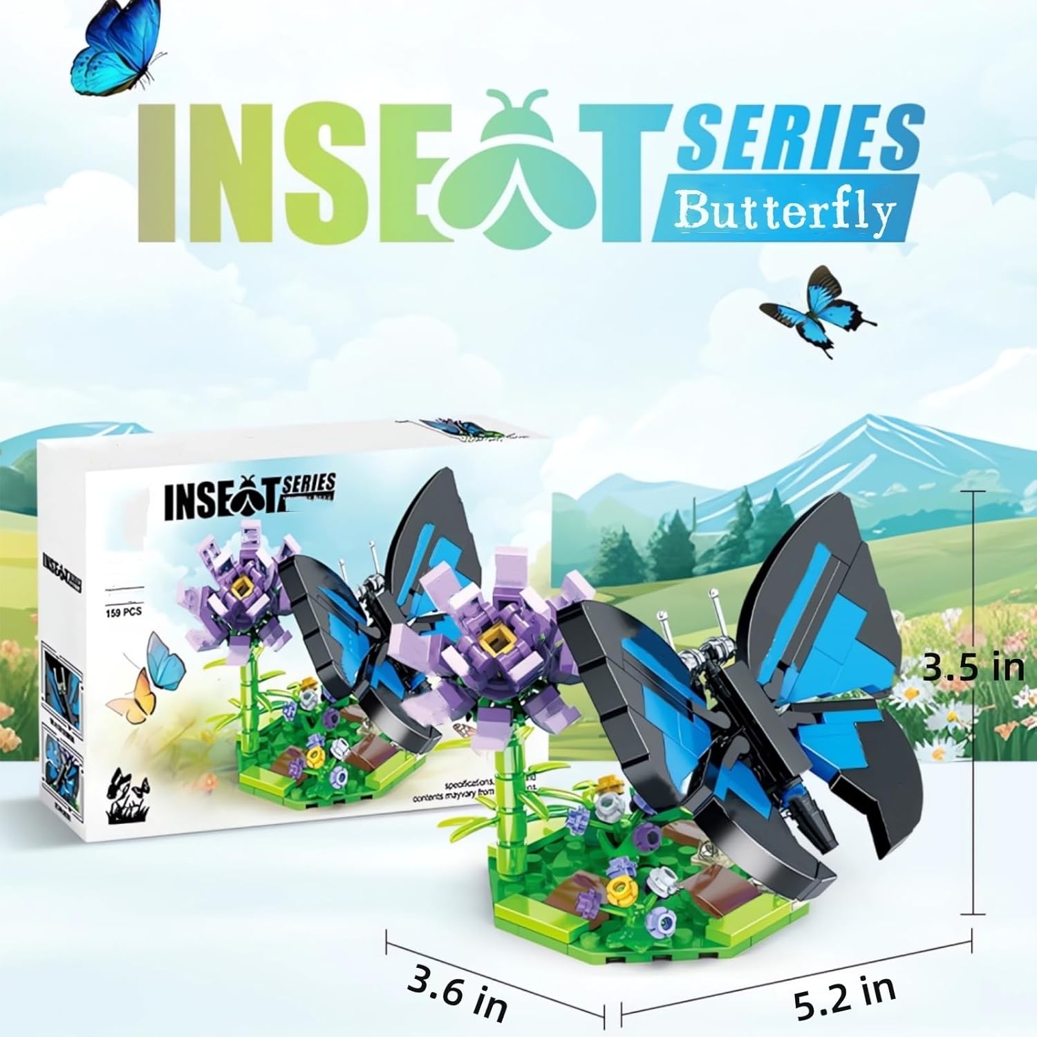 Ideas Insect Collection Toy Building Sets, Blue Morpho Butterfly with Flowers Nature Display Models for Home Decor, Fun Bug Gift for Animals Lovers Woman Teens Adults