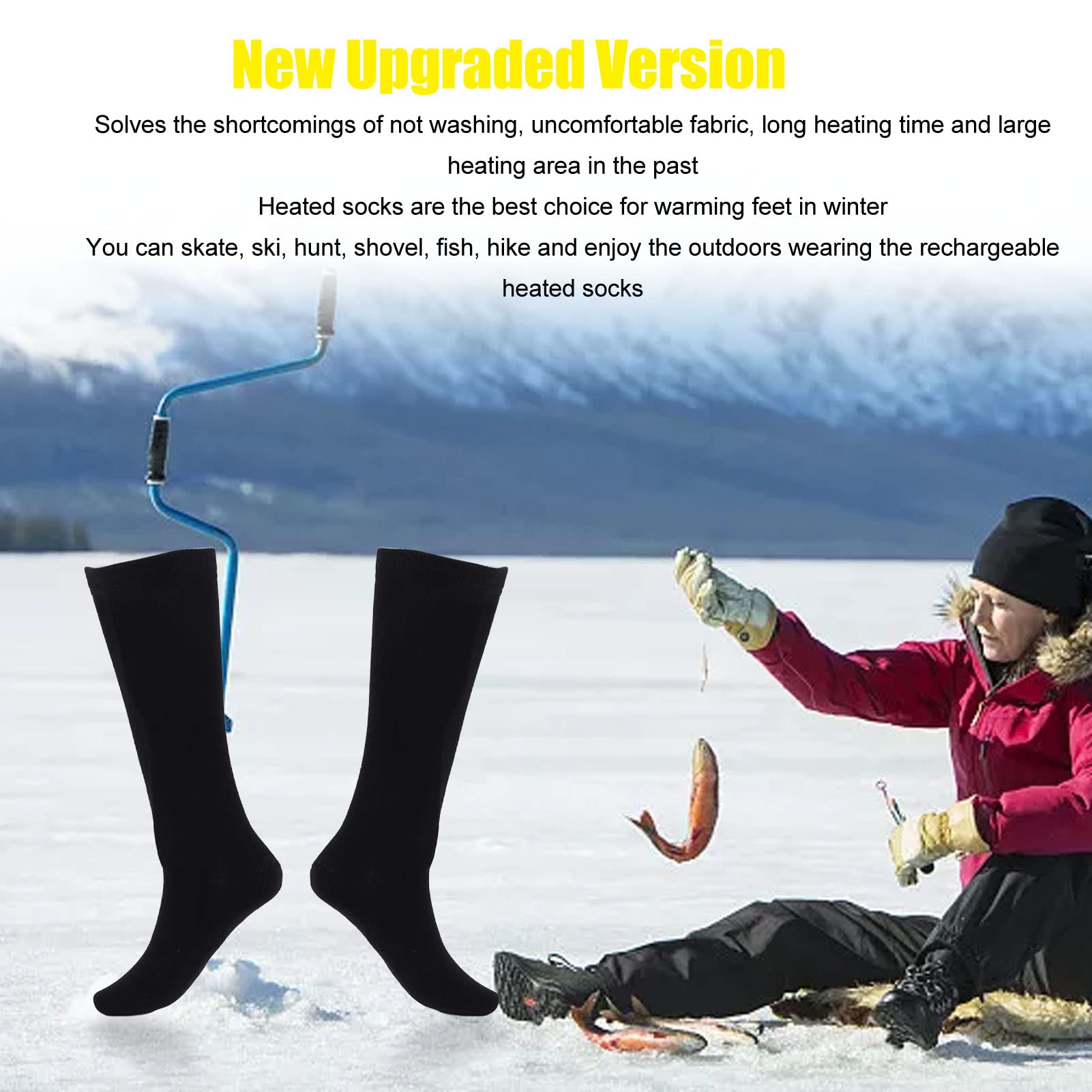 Heated Socks For Men Women, 5000mAH Rechargeable Washable