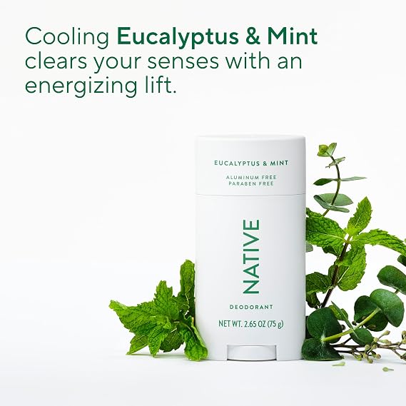 Native Deodorant Contains Naturally Derived Ingredients, 72 Hour Odor Control, Deodorant for Women and Men, Aluminum Free, Eucalyptus & Mint 2.65oz