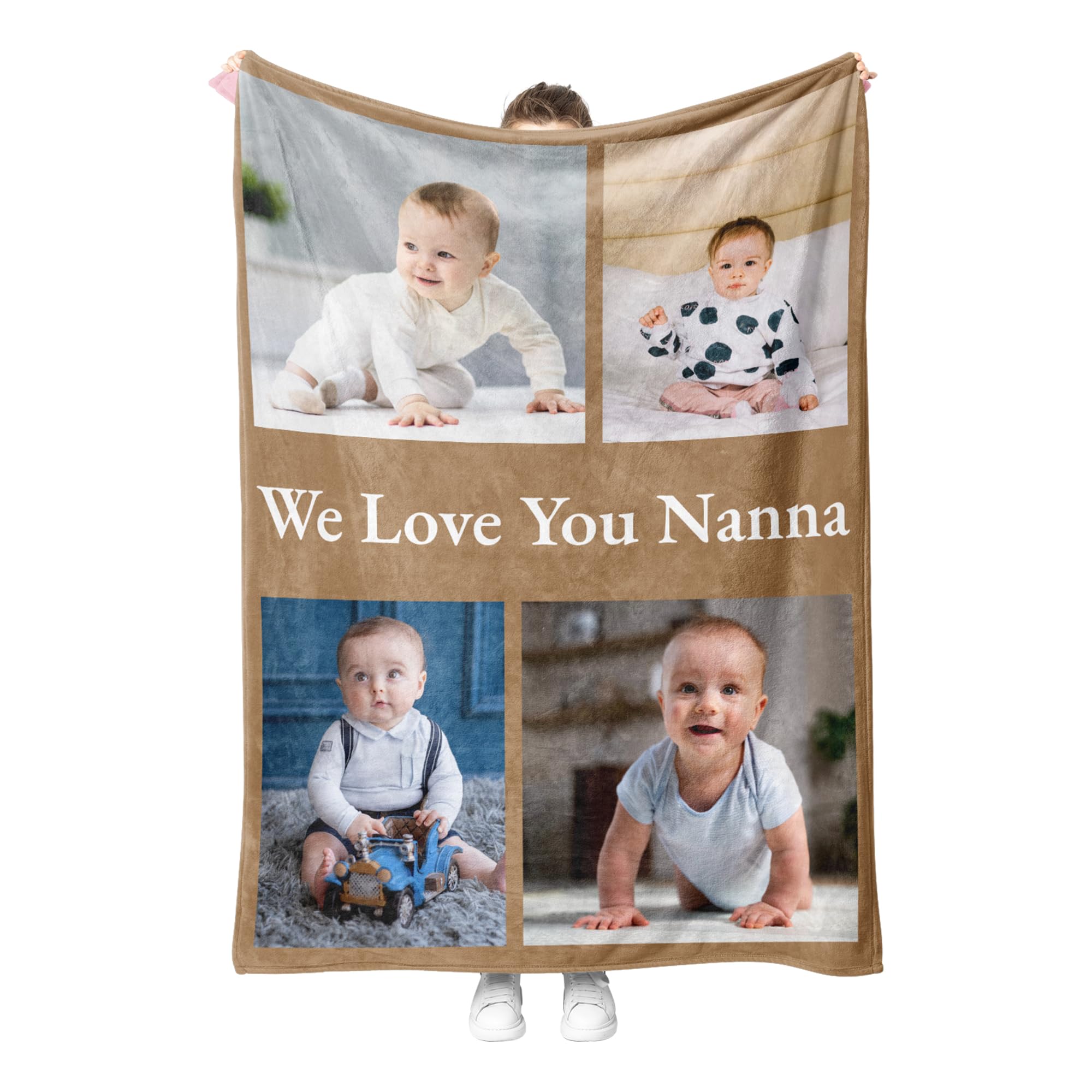 Print Maniacs Personalized Photo Blanket for Dad, Customised Blanket with Pictures, Birthday for Dad, Custom Throw Blanket for Adults, Unique Memory Blanket