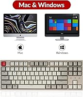 Vista 2 de Keychron C1 Tenkeyless Layout - Teclado mecánico con cable de 87 teclas para Mac, interruptor mecánico marrón Keychron / teclas ABS de color retro