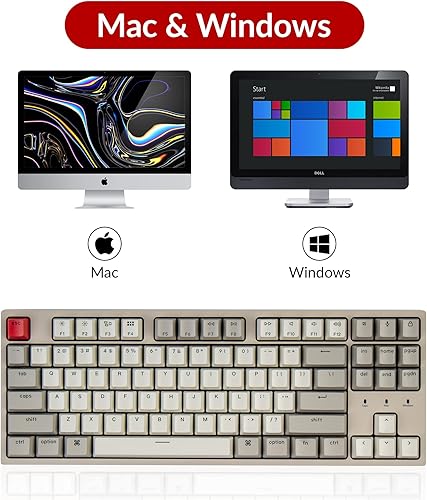Miniatura 2 de Keychron C1 Tenkeyless Layout - Teclado mecánico con cable de 87 teclas para Mac, interruptor mecánico marrón Keychron / teclas ABS de color retro /