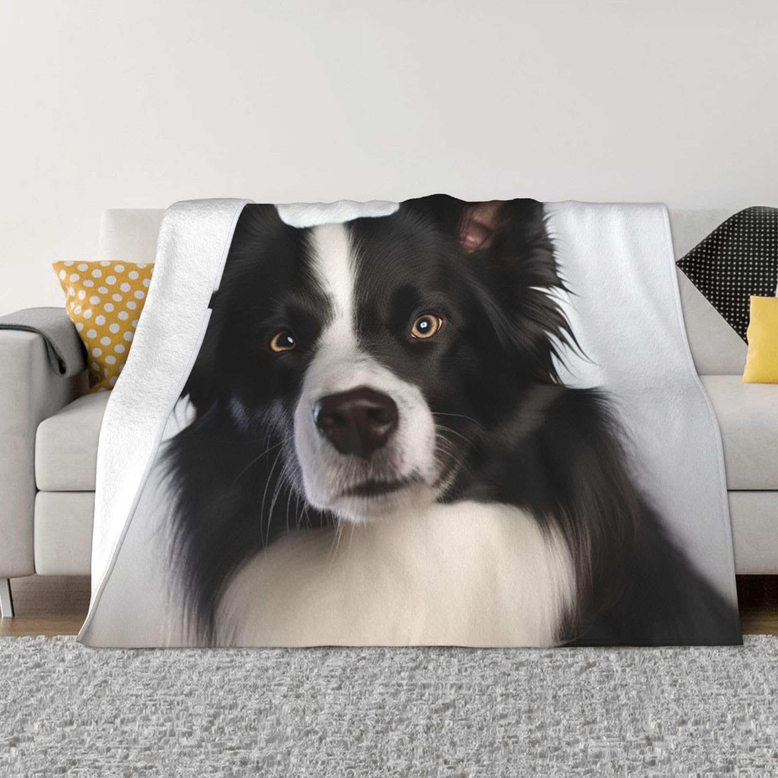 Couverture Border Collie en micro-polaire ultra douce pour vos soirées canapé
