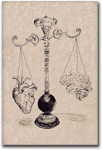 Lienzo decorativo para pared, pintura de academia oscura, póster vintage de equilibrio de mente y alma, dibujo antiguo, arte de pared gótico,