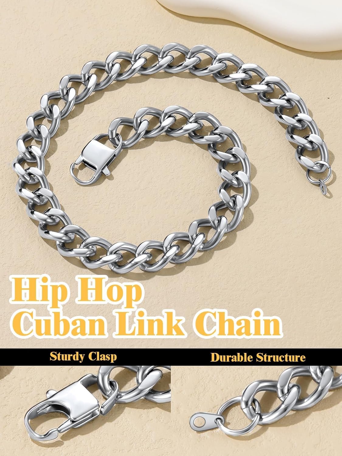 U7 Chunky Cuban Link Chain for Women, Stainless Steel Chain Necklace, Dainty 14K Gold/Silver Thick Trendy Punk Hip Hop Cuban Chain, 12mm/16mm/20mm - Image 7