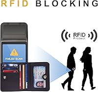 Vista 3 de Gostwo - Cartera compacta de piel genuina de lujo para mujer con bloqueo de RFID y ventana de identificación