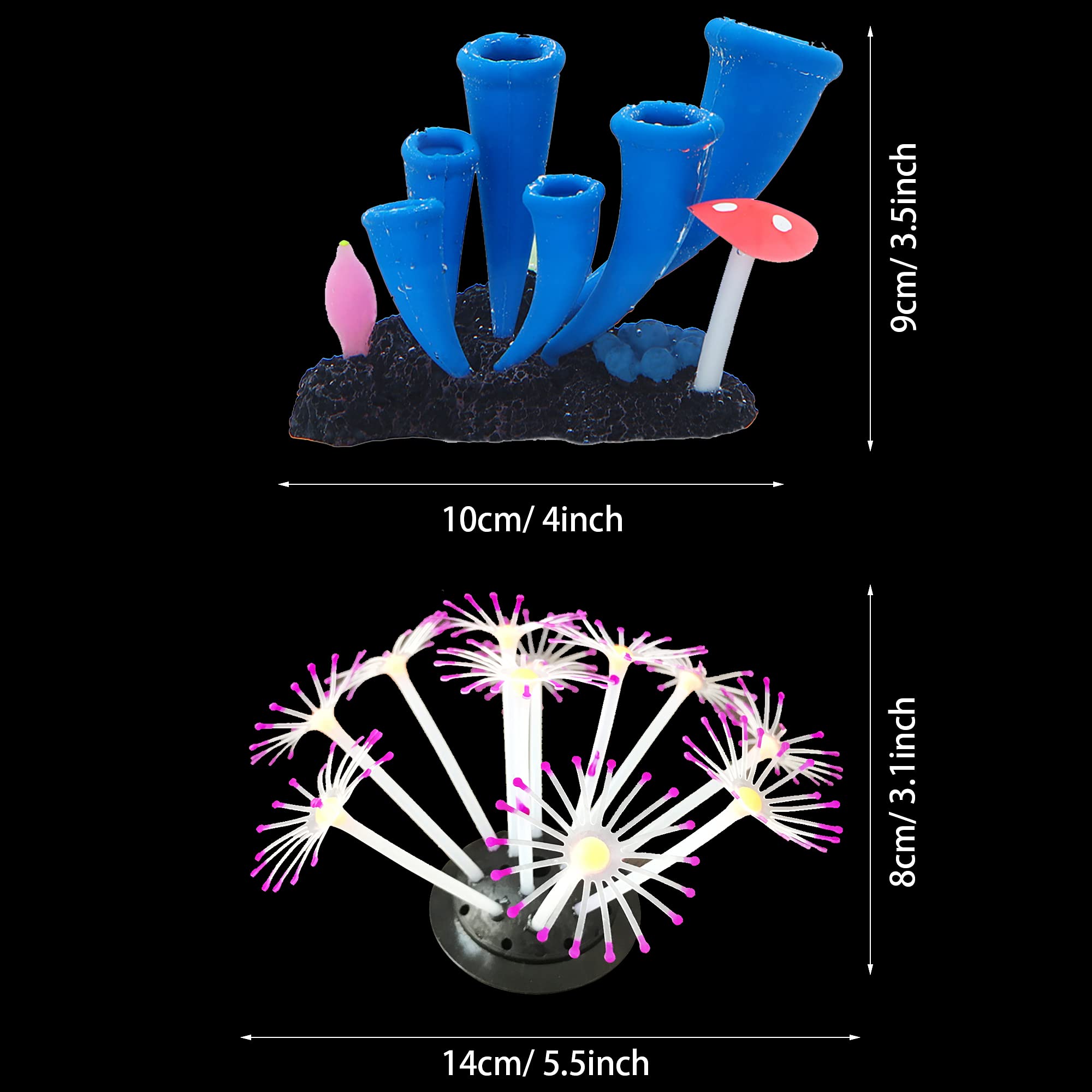 Cayway 4 Pz Piante Artificiali Acquario Ornamenti Effetto Coral Fish Tank Decorazioni Anemone di Mare