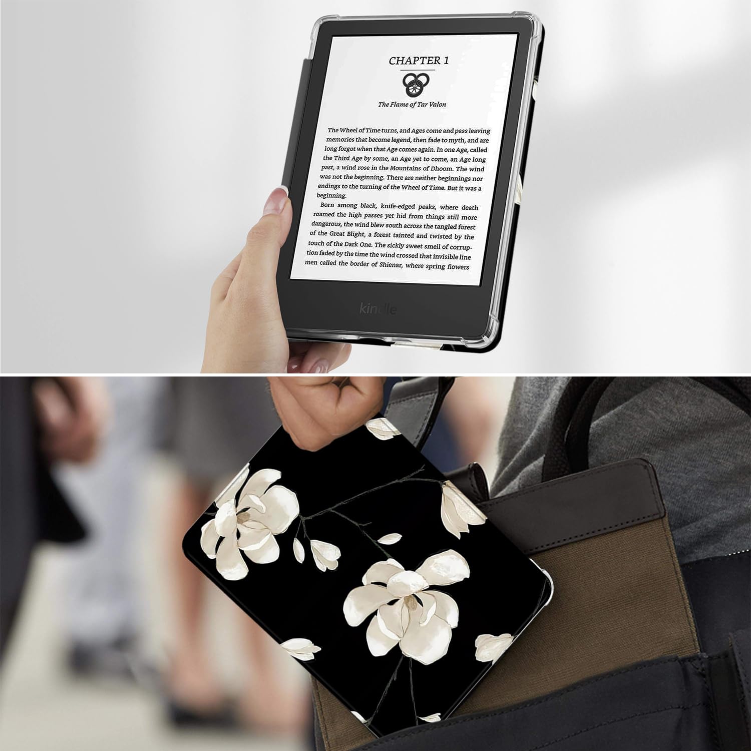 Custodia per Kindle Paperwhite 12a generazione da 7" e Kindle Colorsoft Signature Edition 2024 Rilasciato - Cover in pelle PU leggera e resistente e cover posteriore in TPU trasparente con