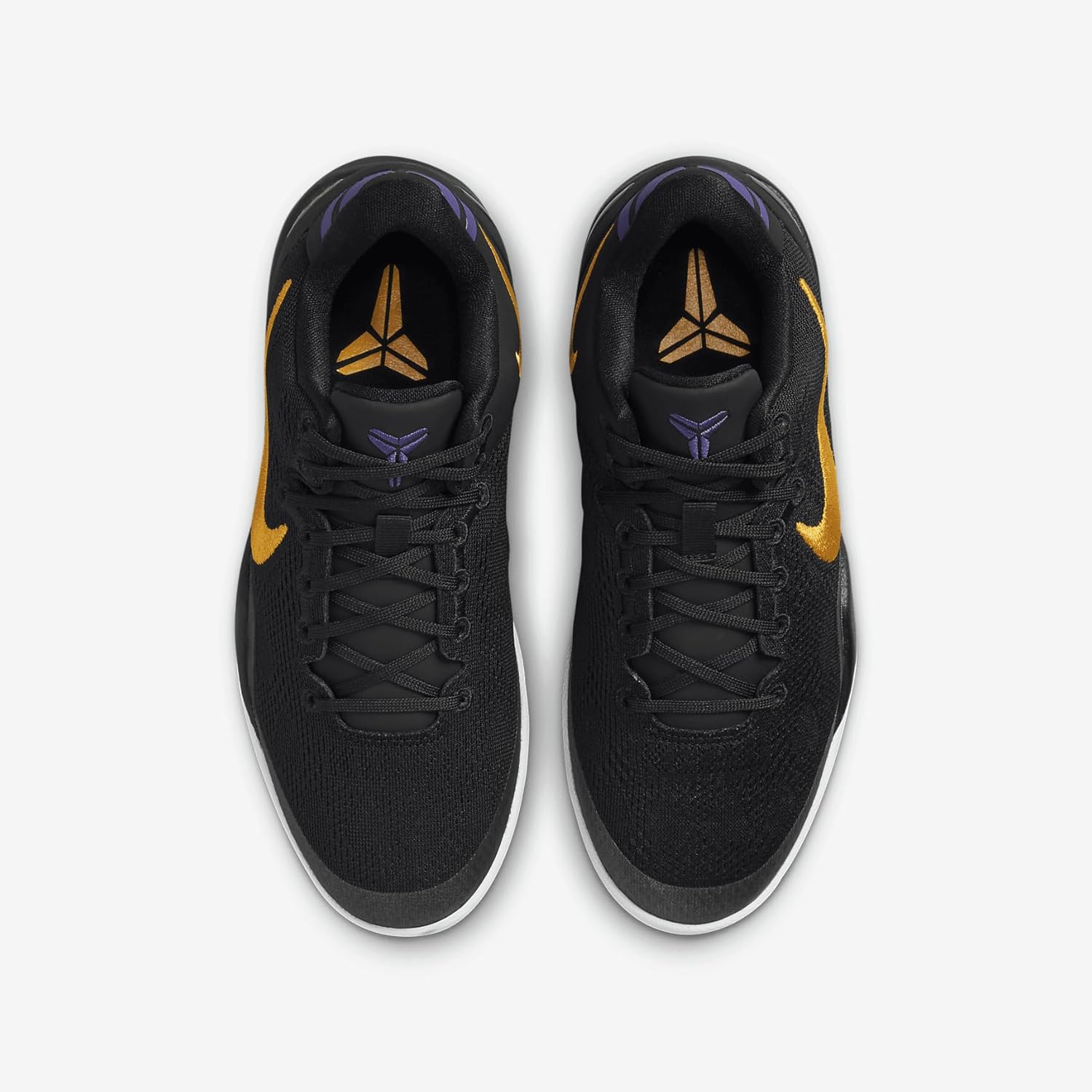 Kobe 8 Big Kids' Basketball Shoes (FN0266-002, Black/White/Court Purple/University Gold) Size 7