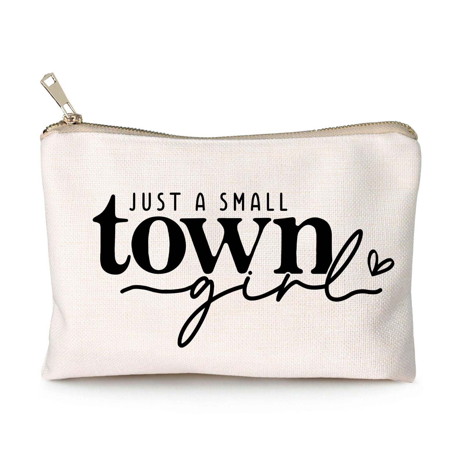 Just a Small Town Girl Makeup Bag Country Girl Gift, Southern Girl Small Town Girl Cosmetic Bag Positive Gift Journey Pouch to Her Teen Girl’s Birthday Gift Travel Bag