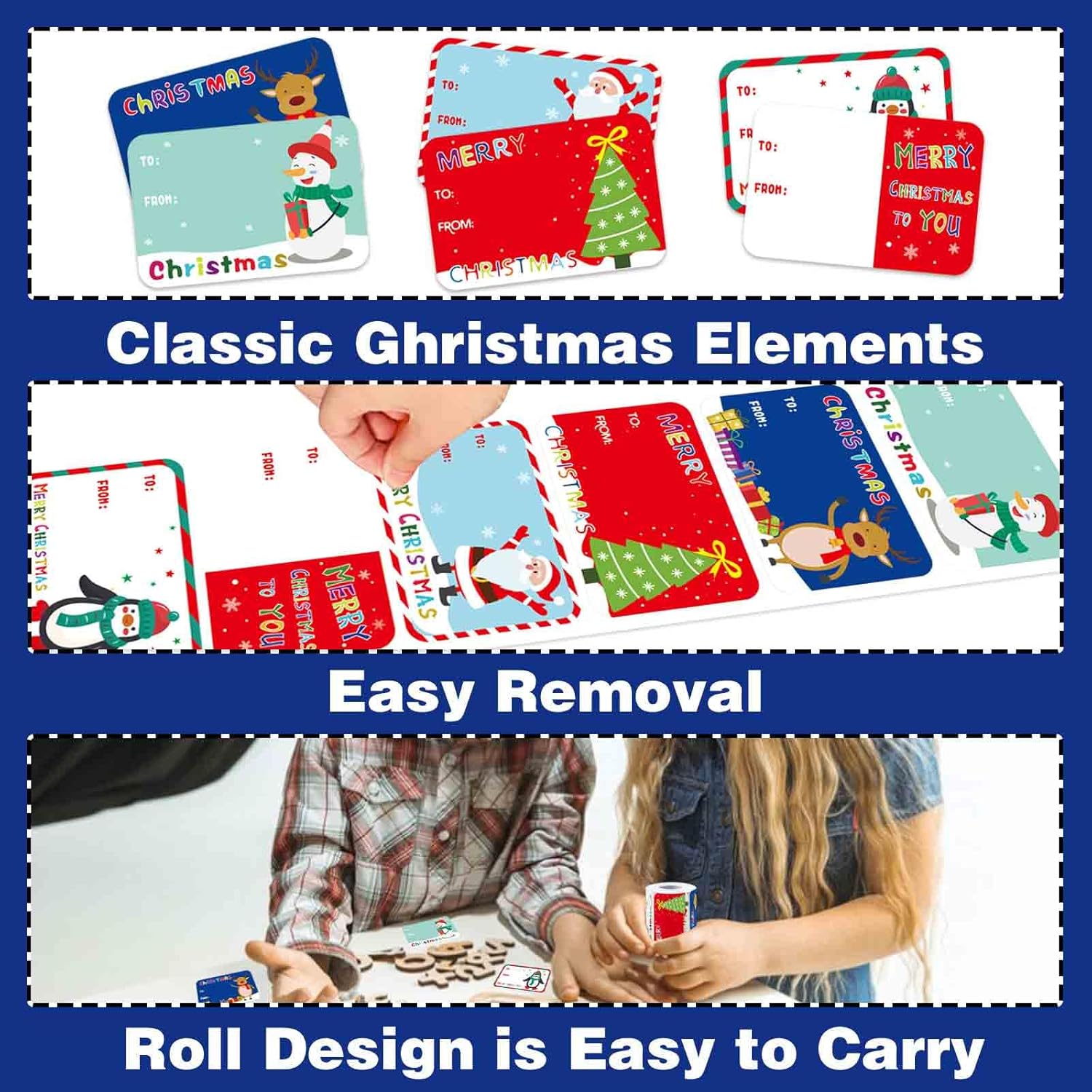 300PCS Christmas Gift Tags Stickers, Self-Adhesive Christmas Name Tags for Gifts Wrappings Christmas Gift Labels Stickers for Presents Boxes Bags Envelopes Holiday Decoration - Image 4