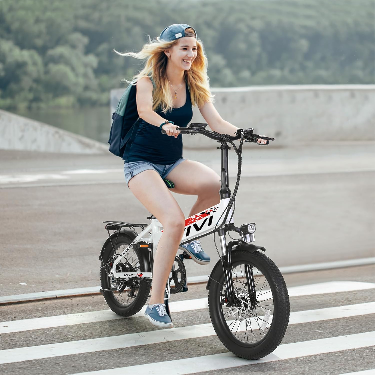 Vivi Electric Bike, 20" 500W Folding Electric Bike, 21.7MPH Adult Electric Bicycles with Removable 48V 374.4Wh Battery, Up to 50Miles Range, Cruise Control, Shock Absorber, SGS Certified to UL2849