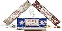 Vista 3 de Satya Sai Baba Nag Champa Agarbatti, 250 gramos de varillas de incienso enrolladas a mano de alta calidad para purificación, relajación