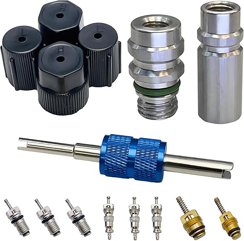 Kit de núcleo de válvula de aire acondicionado  AC R12 R134a Junta de teflón Refrigeración Aire Acondicionado Puerto Lateral Alto y Bajo Válvula de
