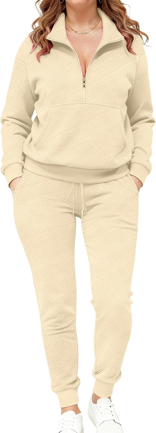 Bealin 2 Piece Sets for Women Sweatsuit Long Sleeve Half Zip Tops and Sweatpants Workout Tracksuit Matching Sets