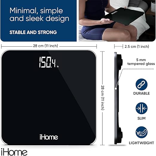 Báscula de Baño Digital iHome, Negro, 180 kg miniatura 3
