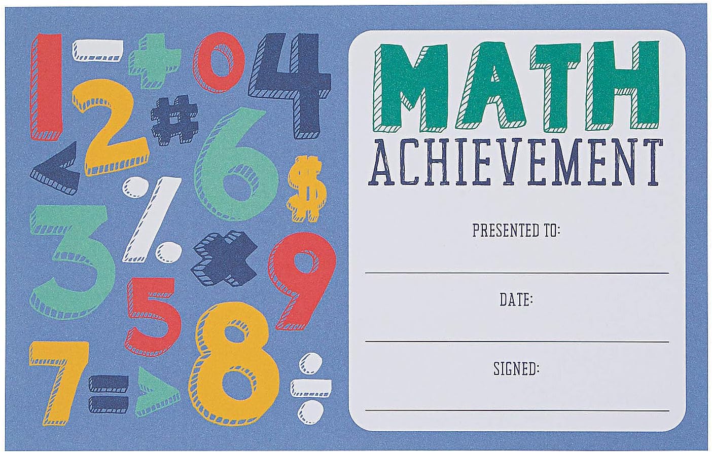 Fun Express Math Achievement Award Certificate - 25 Pieces - Educational and Learning Activities for Kids : Office Products