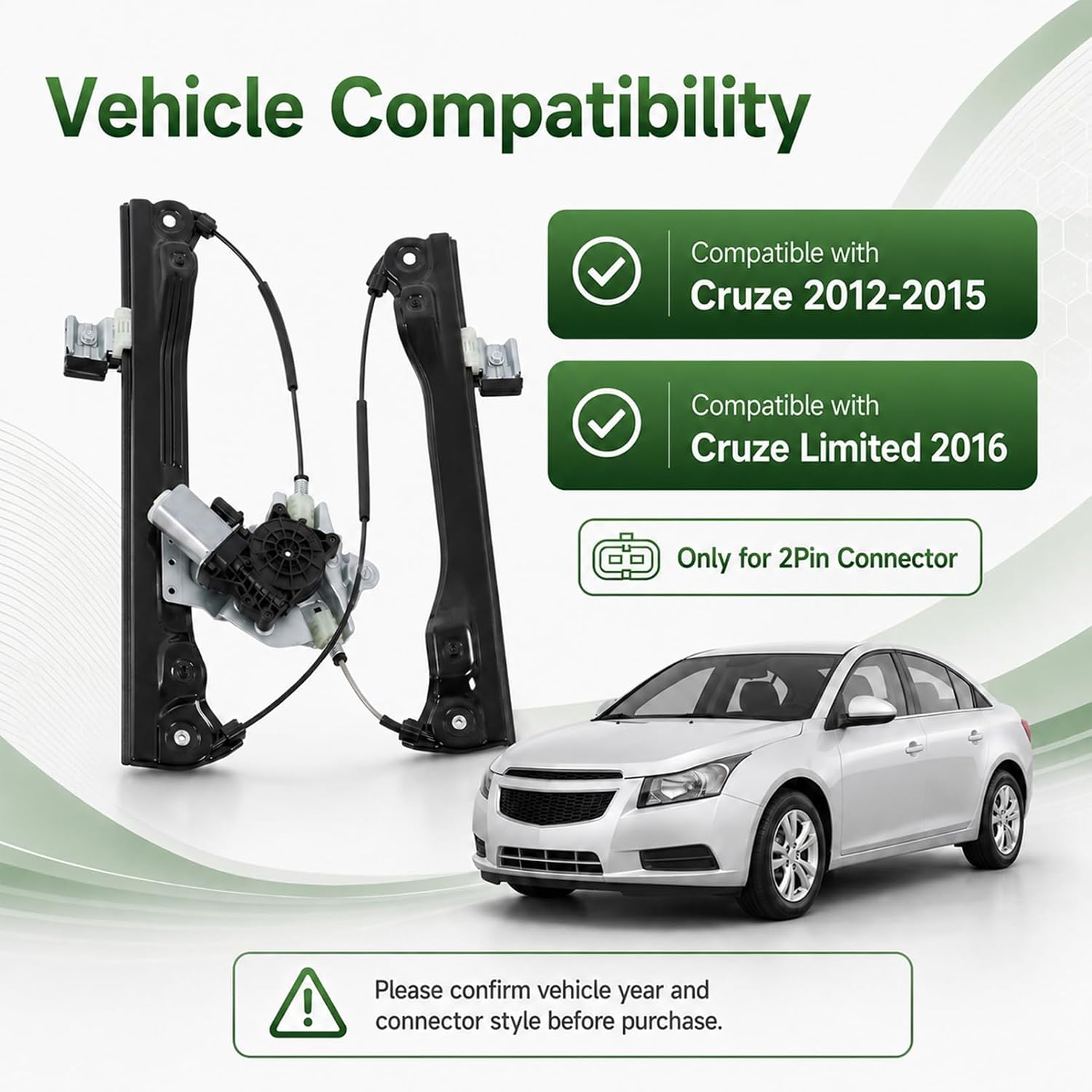751739 Front Left Window Regulator Compatible with Cruze 2012-2016