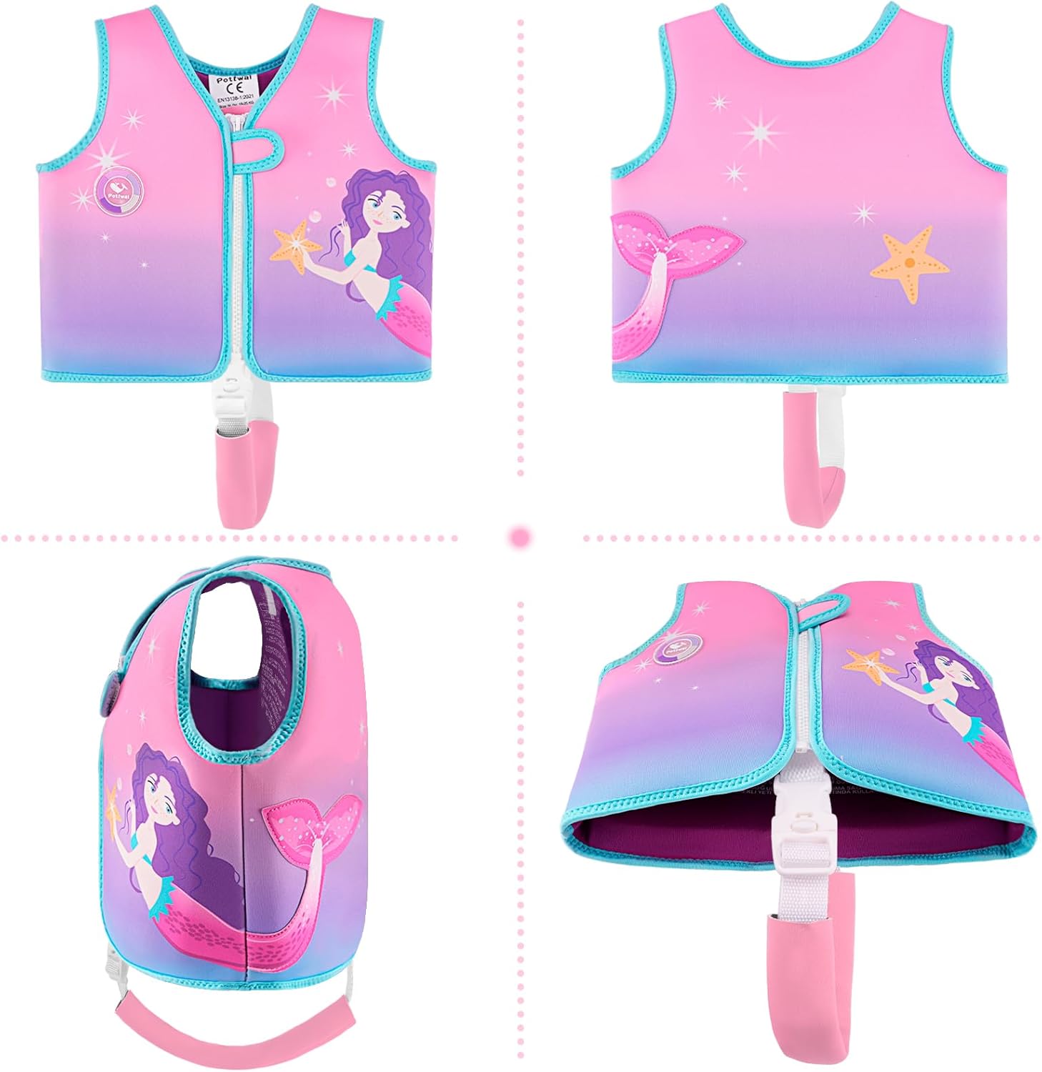 Pottwal Swim Vest for Kids - Swim Jacket - Made of Neoprene & EPE - with Adjustable Crotch Strap
