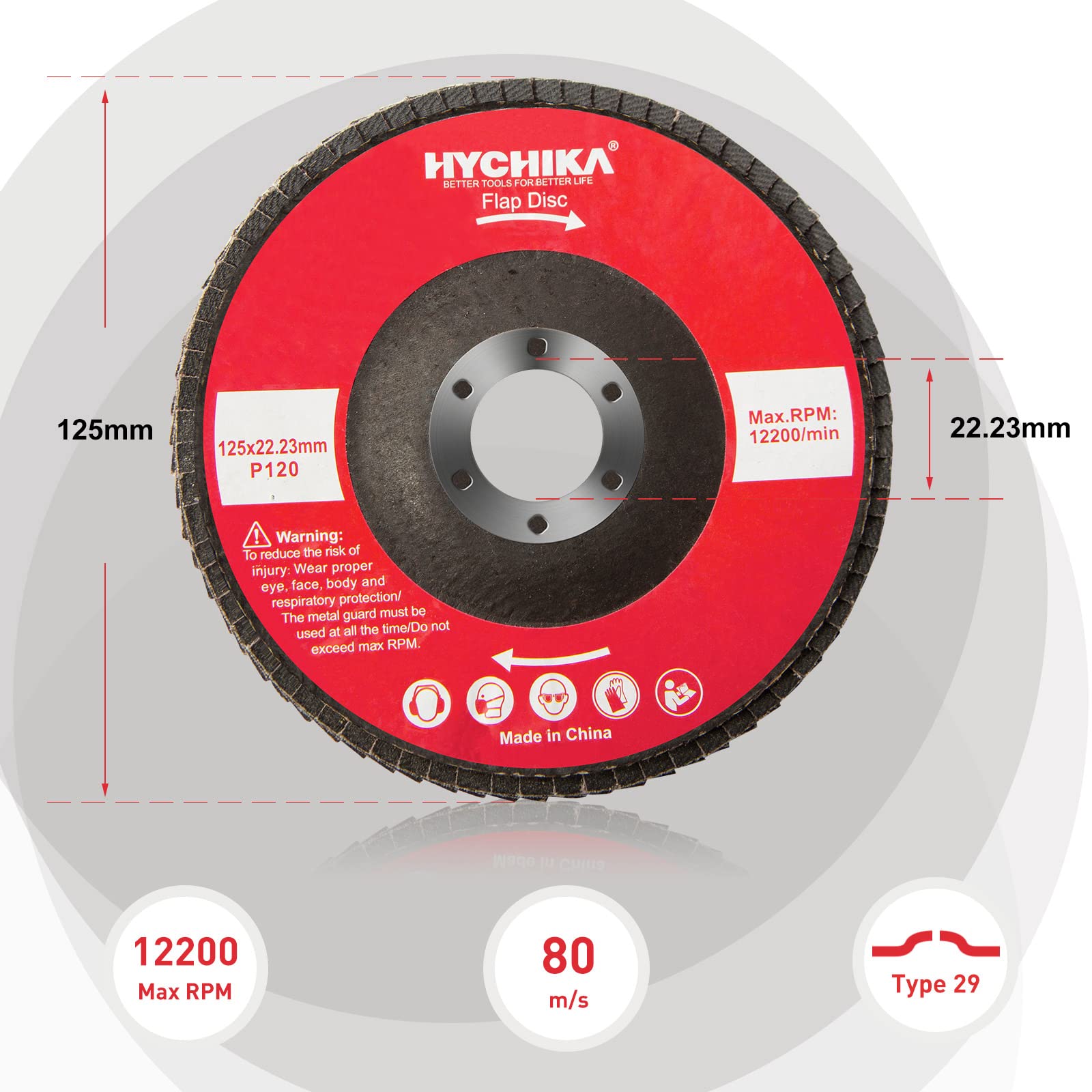 HYCHIKA Disco Lamellare 125mm, 10PC Dischi Lamellari Abrasivi Lamellari, Grana 120, Adatto per Acciaio Inossidabile Metallo e Legno per Smerigliatrice Angolare