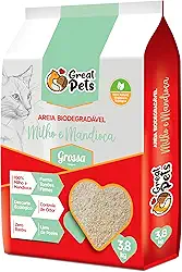 Great Pets Areia Higiênica Biodegradável Milho e Mandioca Grossa 3,8kg