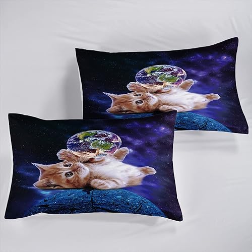 Miniatura 5 de AILONEN Sábana bajera ajustable con temática de gatos para niñas y niños, juego de sábanas individual XL de gato para adolescentes, sábanas de