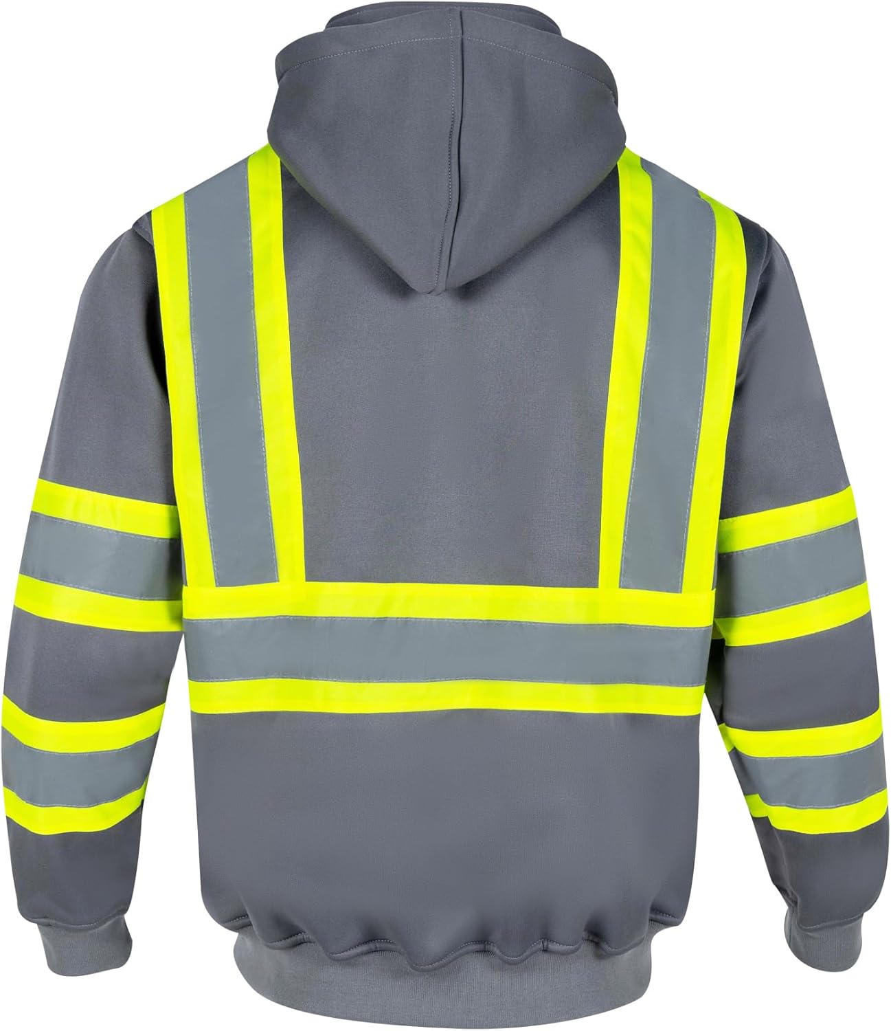 VENDACE High Visibility ANSI Class 1 Reflective Safety Fleece Sweatshirt Hoodie for Men with Detachable Hood(Grey,L) - Image 3