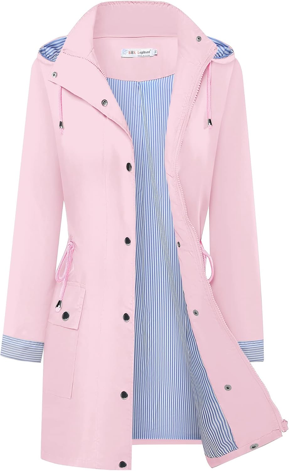 BBX Lephsnt Rain Coats for Women Waterproof Rain Jacket Lightweight Windbreaker Outdoor Hooded Trench Coat