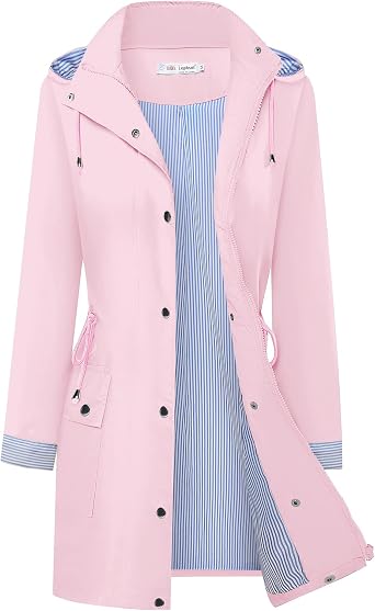 BBX Lephsnt Rain Coats for Women Waterproof Hooded Lightweight Windbreaker