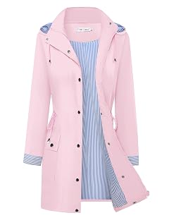BBX Lephsnt Rain Coats for Women Waterproof Rain Jacket Lightweight Windbreaker Outdoor Hooded Trench Coat