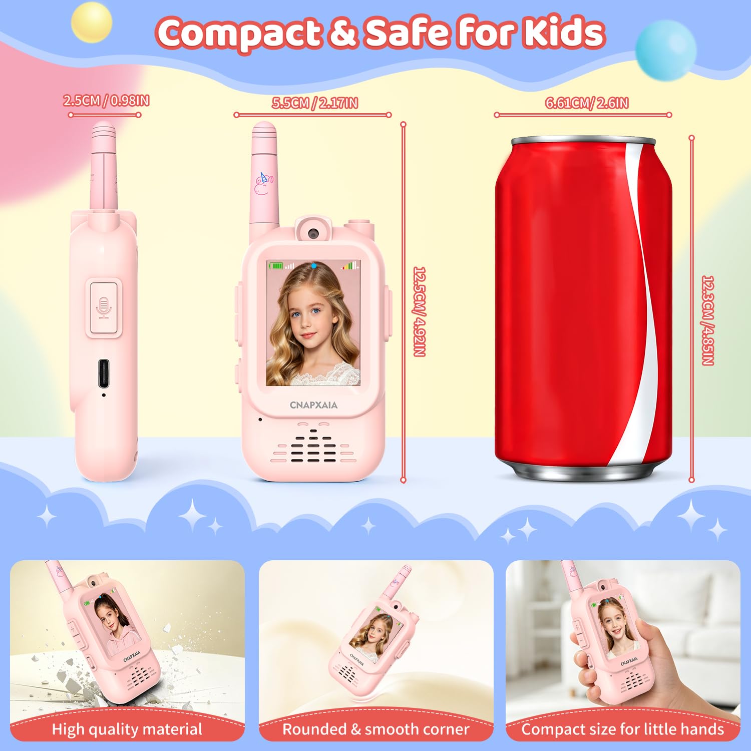 Walkie Talkie Kinder mit Video, Kinder Funkgerät Aufladbar mit Kamera, Selfie & Sprachchat, Geburtstagsgeschenk Weihnachten Geschenk Spielzeug ab 3 4 5 6 8 7 9 10 11 Jahre Mädchen (Rosa/Rosa)