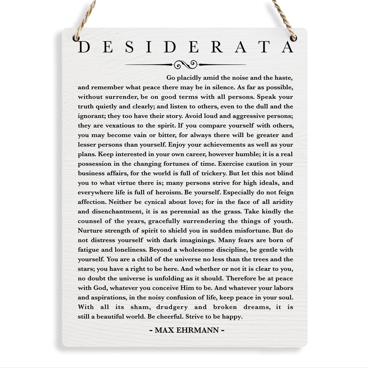 BELLOWDEER Inspirational Wall Decor Desiderata Poem Wall Art Wooden Hanging Sign Motivational Desiderata Literary Wall Art Decor for Modern Home Office Nursery Bedroom Decoration 8x10 Inches