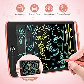 TECJOE 2 Pack LCD Writing Tablet with Fridge Magnets, Doodle Board for Kids Drawing Kitchen Memo, Christmas Stocking Stuffers Birthday Gifts Toys for Boys Girls 8.5 Inch(Blue+Pink)