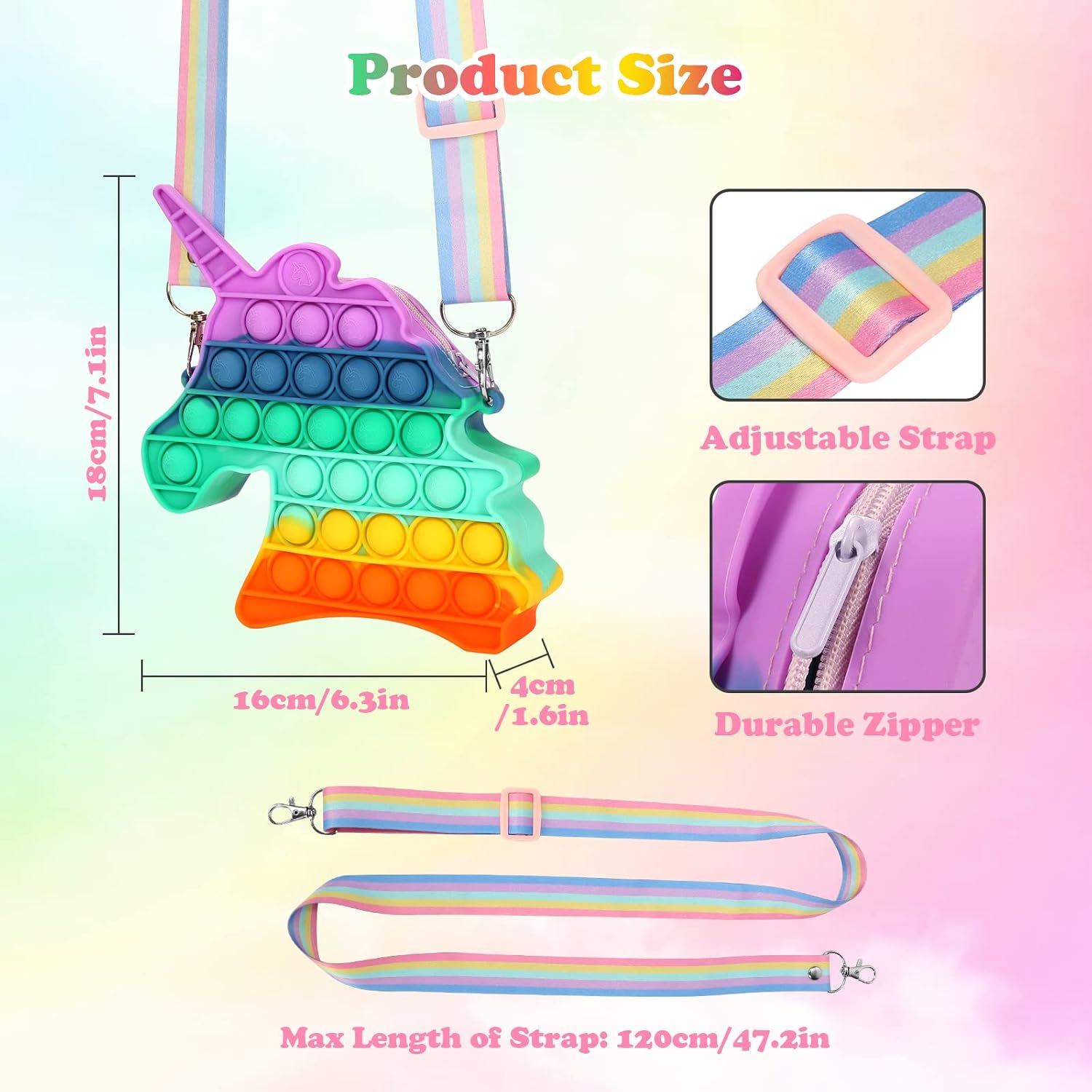 Pop Purse for Kids with Random Two Gifts Pop Keychain/ Pop Bracelet Fidget Sensory Poppers Push Pop Bubble Gifts Rewards Toy Pack Stress Anxiety Relief Toys Handbags for Kids