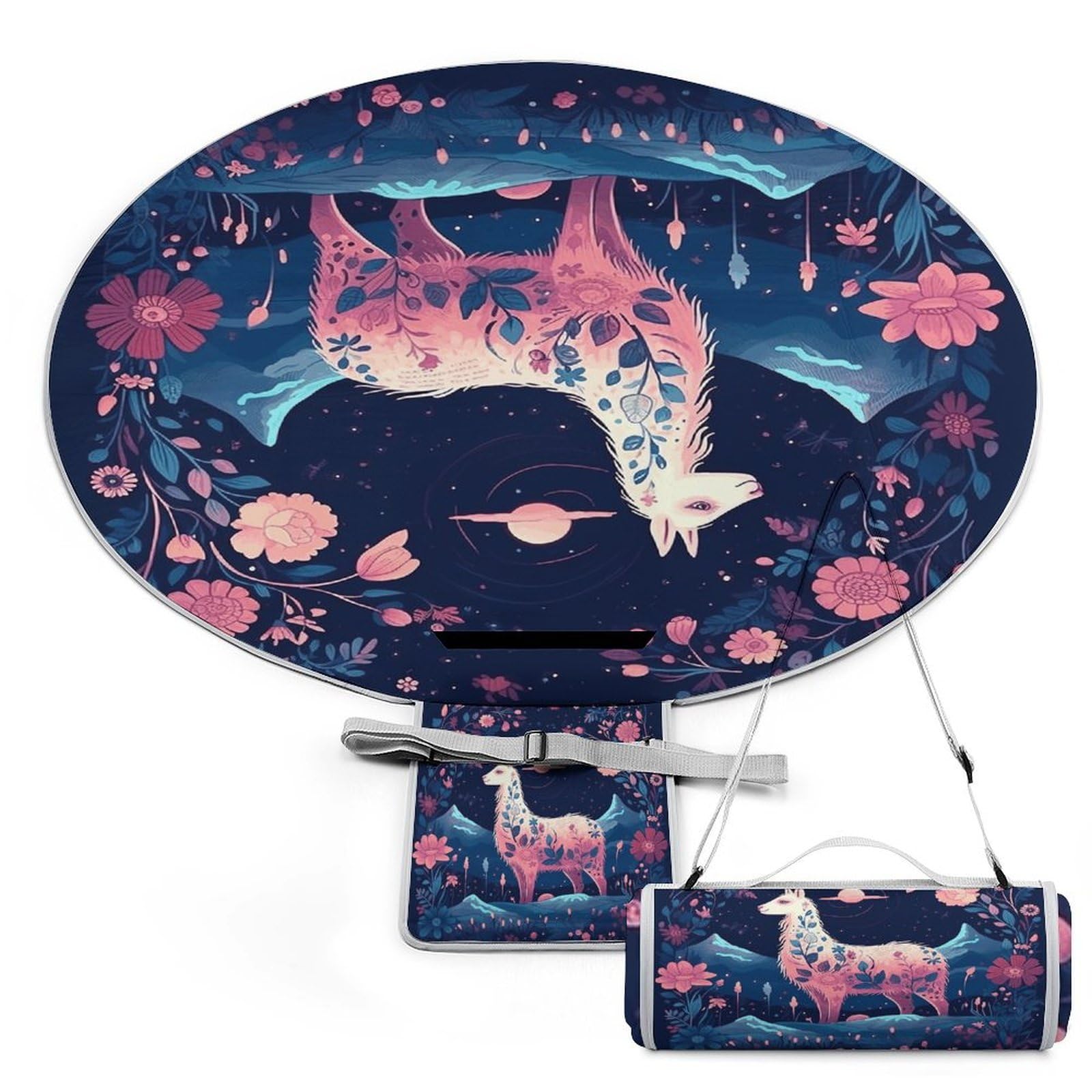 Manta al aire libre ligera y plegable, alfombra redonda para picnic y playa