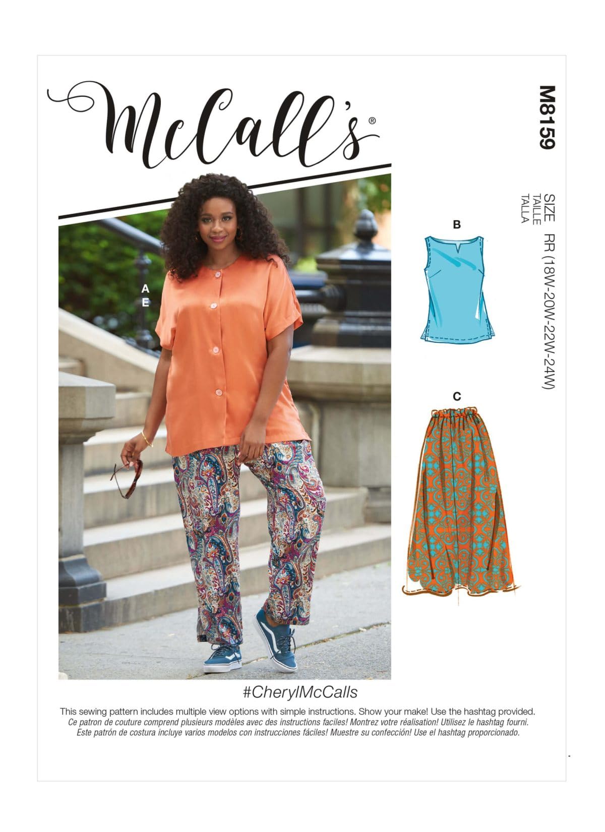 Patron de couture sportswear grande taille McCall's M8159KK coton polyester tailles 26W-32W