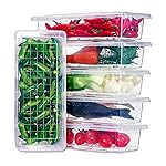 AADHIK Fridge Storage Boxes (Pack of 4), Fridge Organizer with Removable Drain Plate Fridge Storage Containers Keeps Fruits, Vegetables, Meat, Fish Fresh Longer 1500 ML Container Box