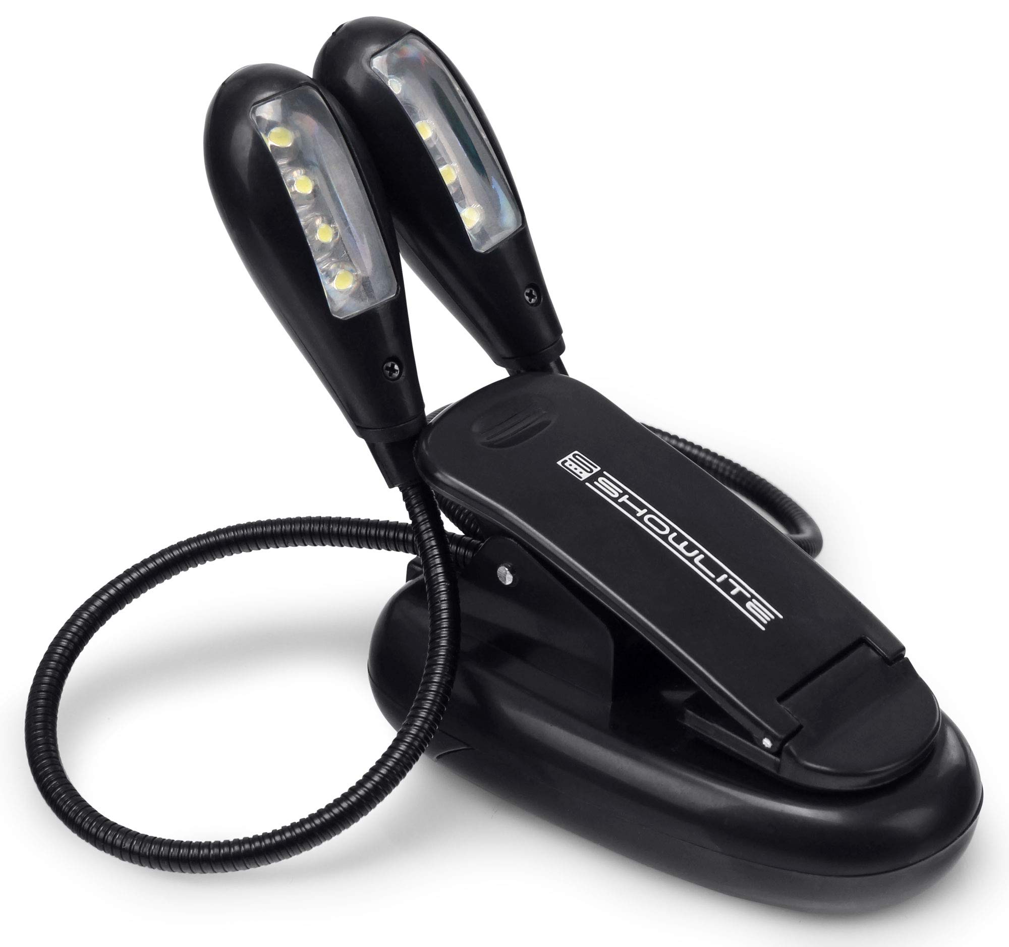 Showlite 10er Set Bright Light 8 LED Notenpultleuchte (8 lichtstarke LEDs, 2 Helligkeitsstufen, universell einsetzbar, lange Lebensdauer, inkl. Batterien) Schwarz