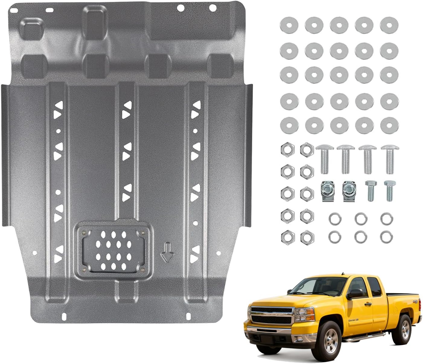 Transmission Skid Plate Compatible with 2015-2022 Ford F150 4WD 2.7L EcoBoost,3.3L,3.5L EcoBoost,Steel Underbody Guard Splash Shield with Installation Kit