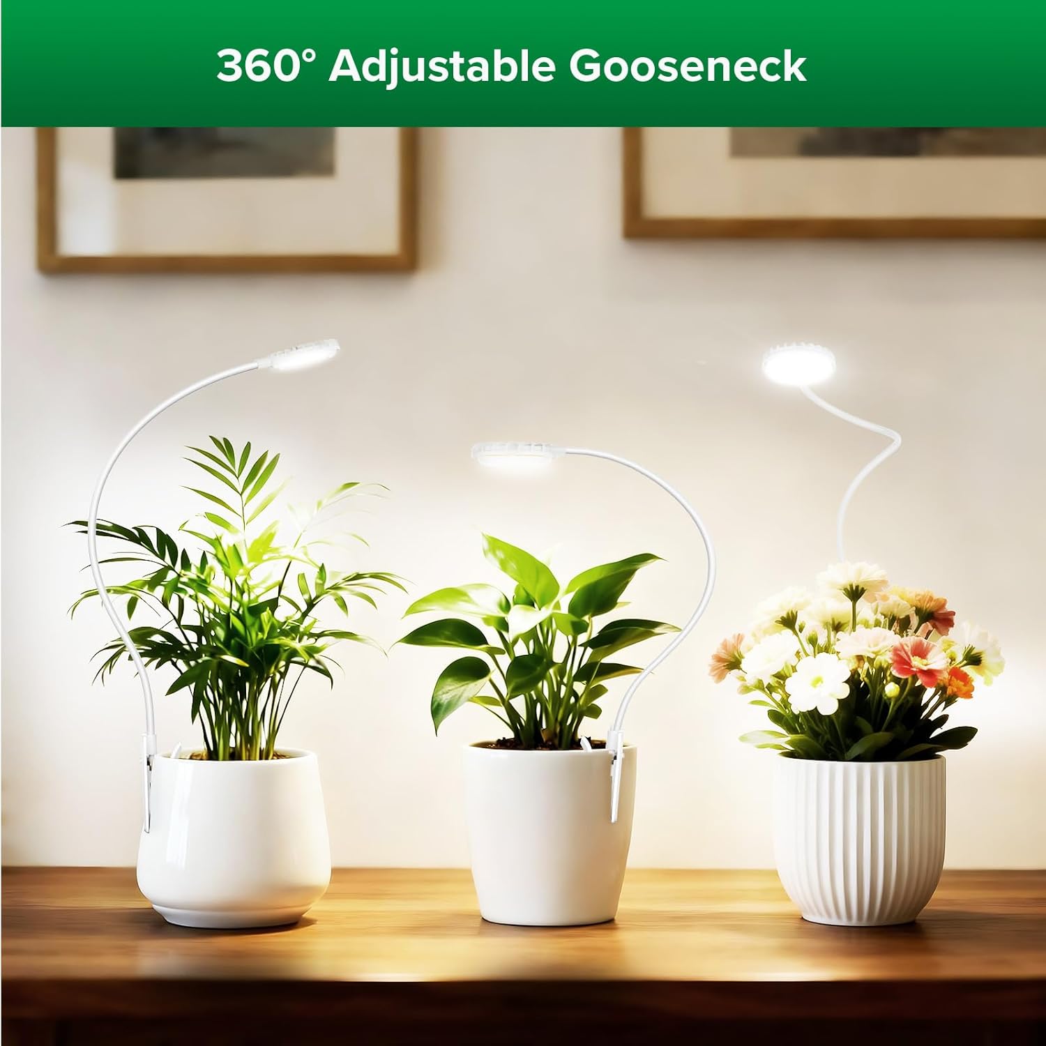 SANSI Upgraded Clip on Grow Lights, Full Spectrum Pot Clip LED Plant Light for Indoor Growing with Auto On/Off Timer 3/6/12H, 4 Dimmable Brightness, Ideal for Small Indoor Plants, 5W 3 Pack