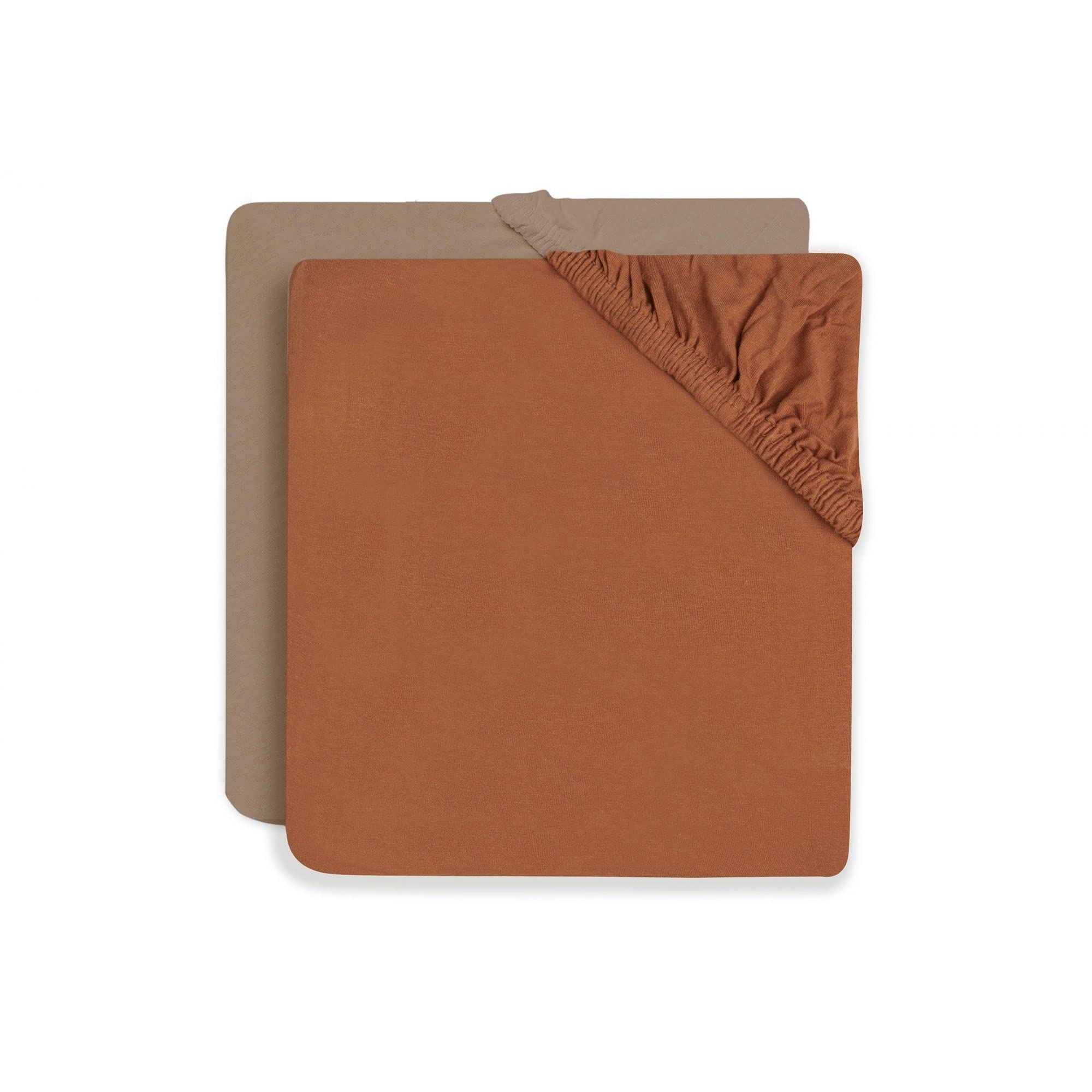 Lot de 2 draps Housses 60x120 cm en Jersey Caramel et Biscuit - Jollein