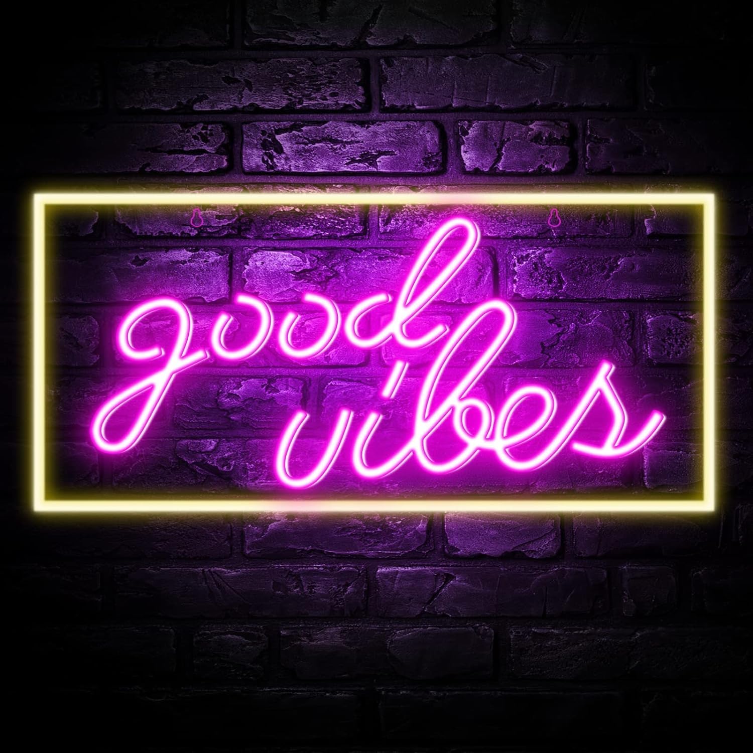 BPA Good Vibes Neon Sign Led Neon Light Signs for Bedroom Wall 13''x 7'' Pink Neon Word Light Acrylic Night Light Decor for Children Gift Bar Wedding Makeup Room Birthday Party