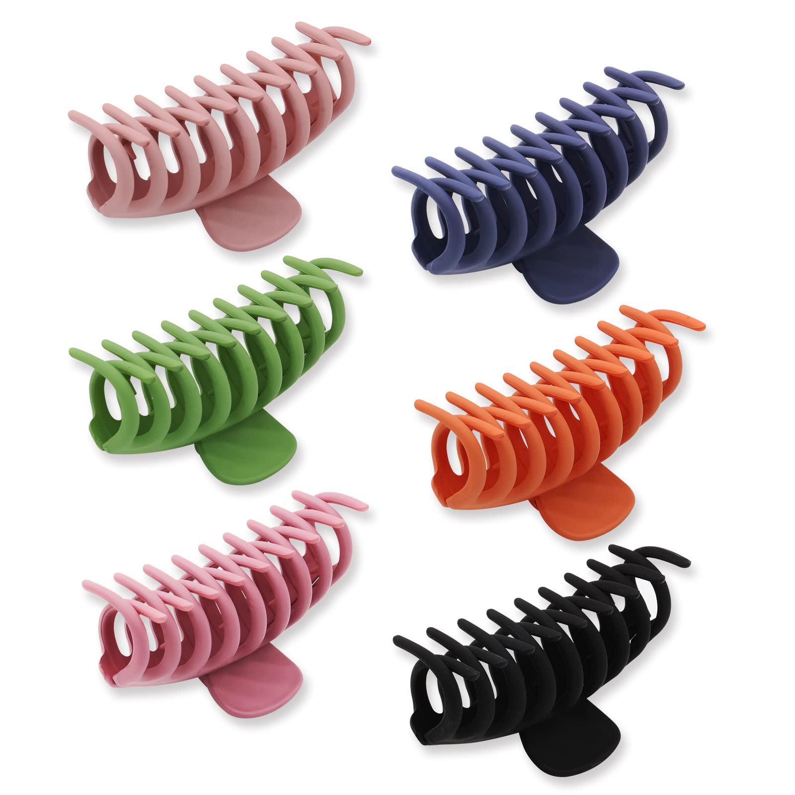 Large Hair Claw Clips, TONBAO 6 Pcs Non-slip Big Hair Claw Clips 4 Inch Jaw Clips Hair Clamps Strong Hold Claw Hair Clips for Women Girls Thick Hair