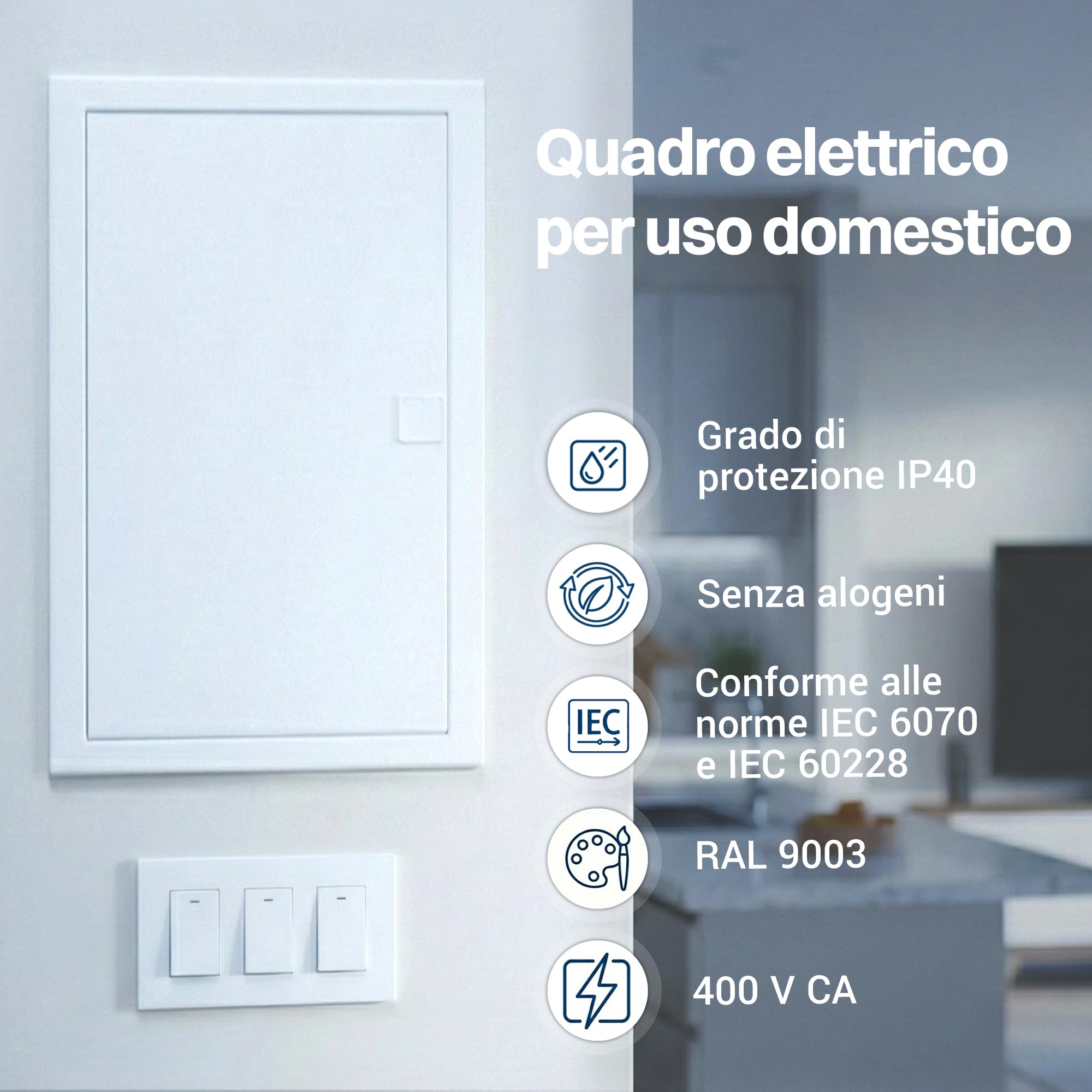 Intratec Quadro Elettrico da Incasso 3 File – Centralino di Distribuzione IP40 per 36 Moduli con Porta Metallica Bianca e Guida DIN per Impianti Elettrici Interni – 346 x 94 x 592mm